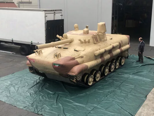 i2k defense - custom inflatable BMP-3 Military Tank Front Left View