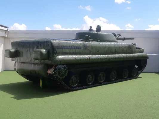 i2kDefense Inflatable BMP-3 Military Tank Dark Green Back Right View