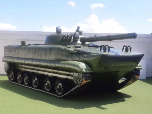 i2k defense - custom inflatable BMP-3 Military Tank Dark Green Front Right View