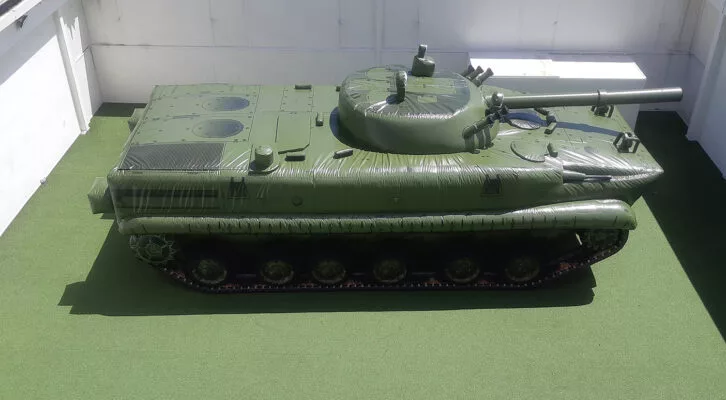 i2k defense - custom inflatable BMP-3 Military Tank Dark Green Top Right View