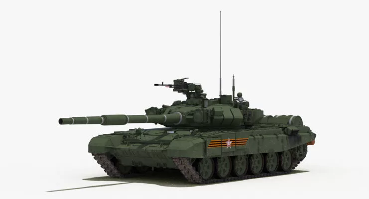 i2kDefense Inflatable T-90 Military Tank Dark Green Front Left View Render