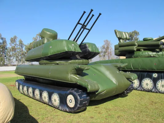 i2k defense - custom inflatable dark green military Tank decoy target ZSU-23-4-3-533x400